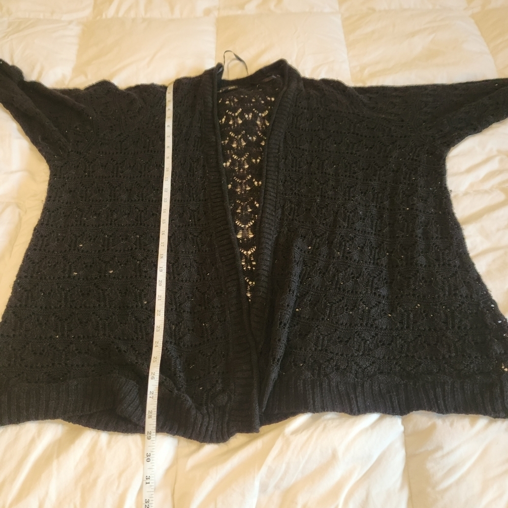 Lane Bryant Open Knit Black Cardigan Size 22 - Picture 3 of 7